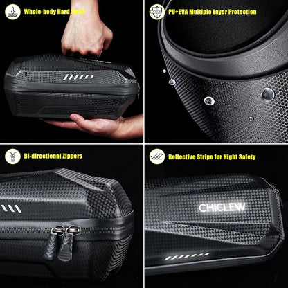 CHICLEW Portable Electric Scooter Bag, Quick Release Scooter Storage Bag with 2L/3L Large Capacity, Waterproof Front Handlebar Bag for Carrying Phone, Wallet, Tools