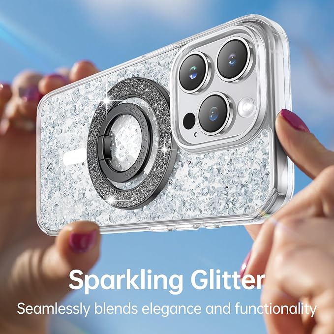 Syncwire Magnetic Phone Grip for MagSafe, Sparkle Ring Holder, Rotatable Kickstand Bling Ring Stand Removable MagSafe Accessories for iPhone 17 Pro Max 16 15 14 13, Android, Samsung etc.