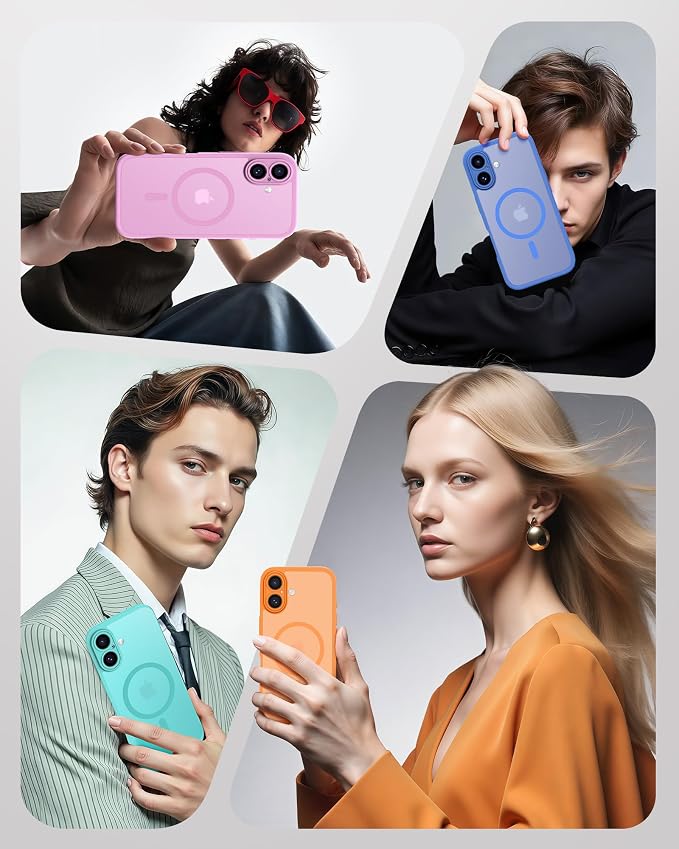 TOCOL Magnetic for iPhone 16 Case, Upgraded Full Camera Protection, Compatible with Magsafe, Drop Protection, Translucent Matte Back Bumper Phone Cover 6.1-Inch (Ultramarine)