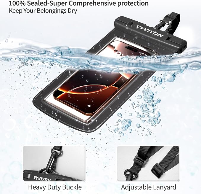 Waterproof Phone Pouch Case 2Pack, IPX8 Cellphone Dry Bag for iPhone 16 15 14 13 12 11 Pro Max & Samsung S25 , Beach Cruise Ship Essentials Waterproof Phone Case Up to 7 inches with Lanyards