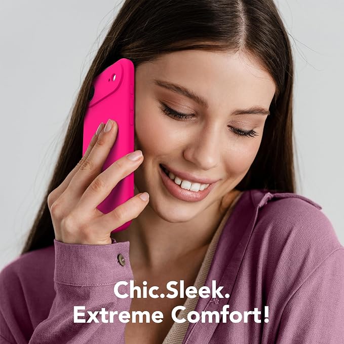 Magnetic for iPhone Air Case, Compatible with MagSafe, [Full Camera Protection][Screen Protector] Silicone Shockproof Protective Phone Case for iPhone 17 Air 6.5", Hot Pink