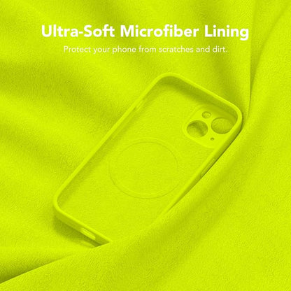 Magnetic for iPhone 15 Case, Compatible with MagSafe, [Screen Protector + Full Camera Protection], Silicone Shockproof Anti-Scratch Protective Phone Case for iPhone 15, Fluorescent Green