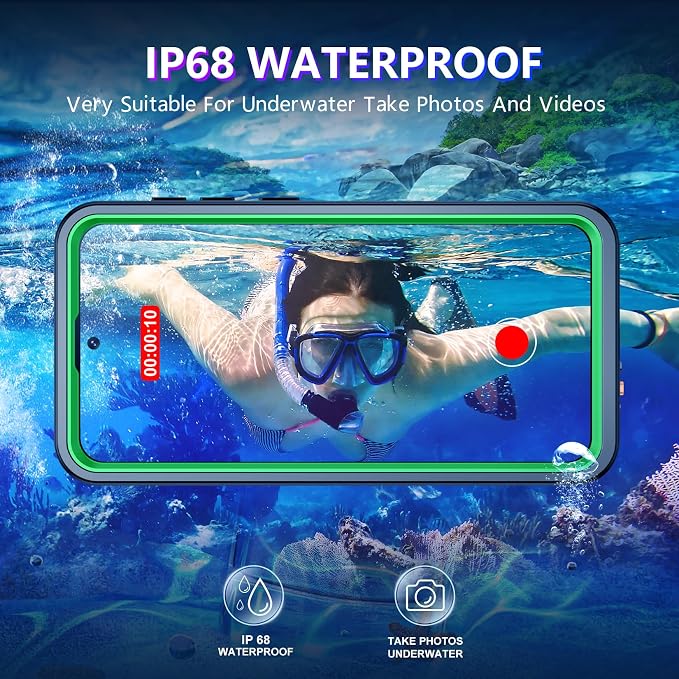 Temdan Designed for Samsung Galaxy S26 Case Waterproof, Built-in Lens & Screen Protector Military Shockproof Dropproof IP68 Underwater Full Body Phone Case for Galaxy S26 5G 6.3"-Green (2026)