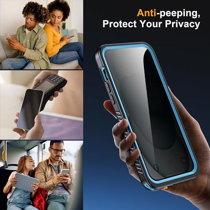 for iPhone 15 Plus Case Waterproof - Built-in Privacy Screen Protector & HD Screen Protector [IP68 Underwater] Shockproof Dustproof Full Body Protection iPhone 15 Plus Phone Case Blue