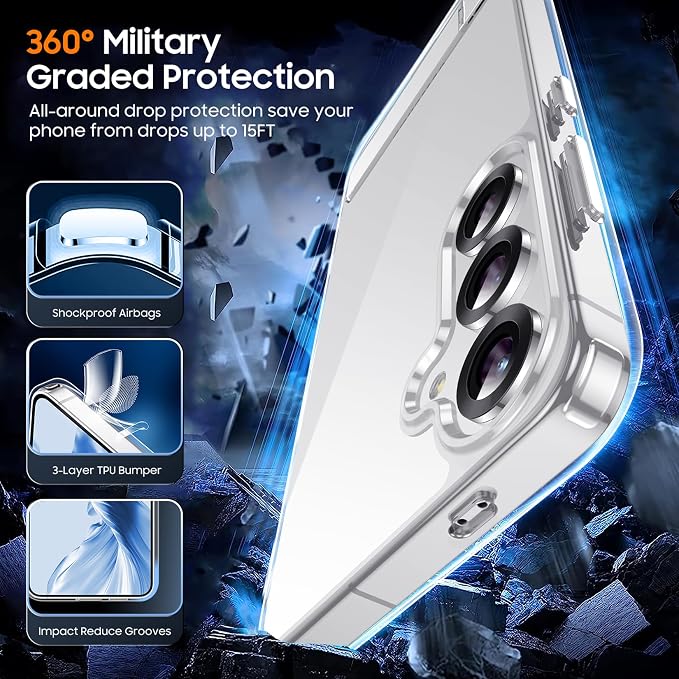 Temdan Designed for Samsung Galaxy S25 Case, Built in Hidden Kickstand Military Grade Drop Protection Never Yellowing Slim Thin Phone Case for Galaxy S25 Case 6.2"- Crystal Clear