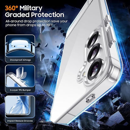 Temdan Designed for Samsung Galaxy S25 Case, Built in Hidden Kickstand Military Grade Drop Protection Never Yellowing Slim Thin Phone Case for Galaxy S25 Case 6.2"- Crystal Clear