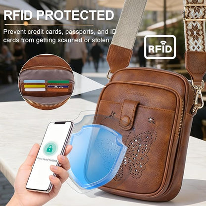 KITEVIUN Crossbody Bags for Women Leather Crossbody Purse Small Shoulder Phone Purse with Adjustable Strap & RFID Card Slots