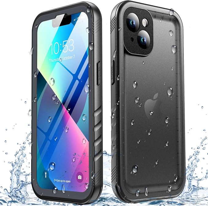 SPORTLINK for iPhone 13 Waterproof Phone Case, Built-in Shockproof Screen Protector, Full Body Cover Protective Heavy Duty Dropproof IP68 Underwater Dustproof for iPhone 13 6.1 Inch (Black)