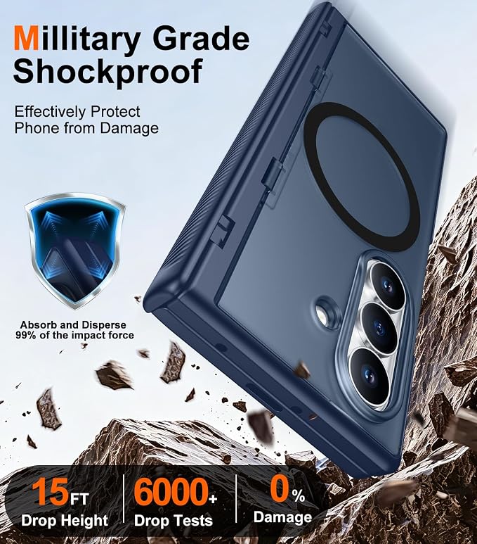 SPIDERCASE Magnetic for Samsung Galaxy Z Fold 8 Ultra Case, Blue | Built-in [Screen Protector] [Stable Kickstand] [Hinge Protection] [Compatible with Magsafe] Military Grade Protective Cover