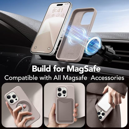 GONEZ Magnetic for iPhone 15 Pro Case, Compatible with MagSafe, [Screen Protector + Camera Lens Protector], Silicone Shockproof Anti-Scratch Protective Phone Case 6.1 inch, Dark Grey