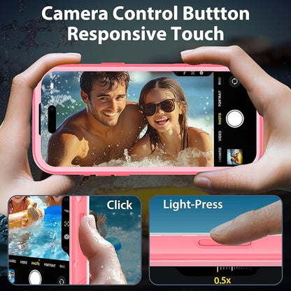 SPORTLINK for iPhone Air Waterproof Case - Dustproof/Rugged Full Body Shockproof/Dropproof/Built in Screen Protector/IP68 Underwater for iPhone Air Case 6.5 inch Pink/Frosted Clear