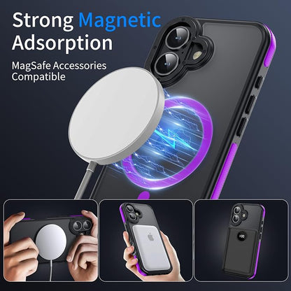 Strong Magnetic Case for iPhone 16 [10Ft Military-Grade Protection] Compatible with fit MagSafe Shockproof Slim Thin Cover 6.1 inch 16 Phone case, Purple Bumper
