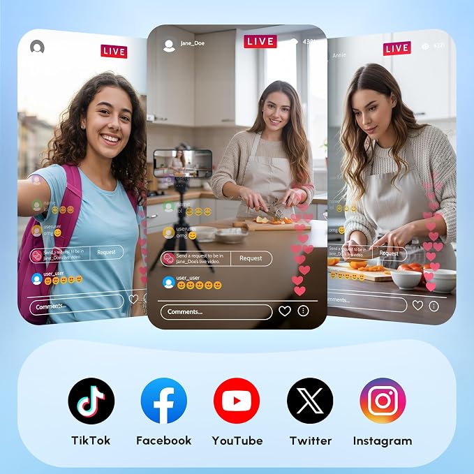 SYNCO XView Selfie Monitor Screen for iPhone 7-17 Series, AI Gesture Wireless & Private Back Camera Monitor with 164FT Range, Magnetic 4K/1080p Rear Camera Vlog Screen for TikTok, YouTube(Black)