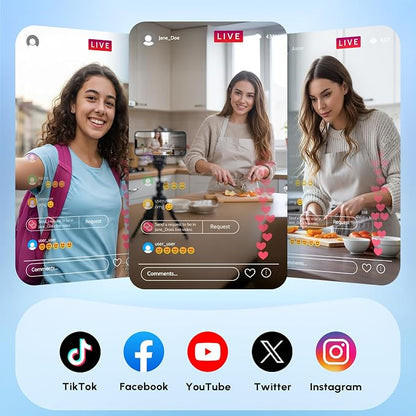 SYNCO XView Selfie Monitor Screen for iPhone 7-17 Series, AI Gesture Wireless & Private Back Camera Monitor with 164FT Range, Magnetic 4K/1080p Rear Camera Vlog Screen for TikTok, YouTube(Black)
