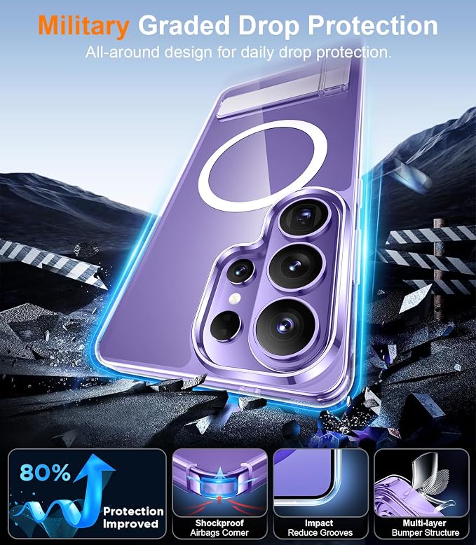 Magnetic for Samsung Galaxy S26 Ultra Case, [Innovate Stand][Military Grade Drop Protection][Non Slip][Non-Yellowing] Shockproof Phone Case for Galaxy S26 Ultra 2026 -Clear