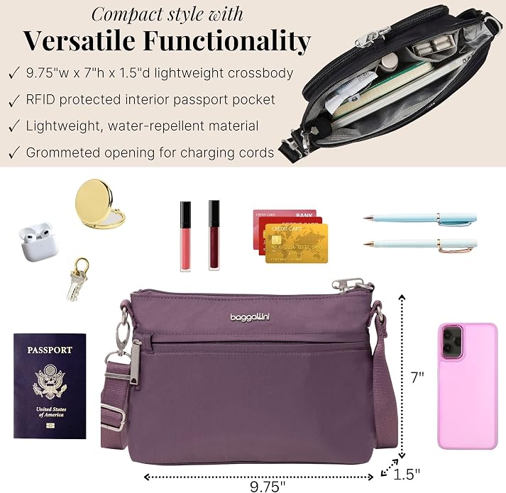 Baggallini womens Securtex Anti-theft Memento Crossbody Bag