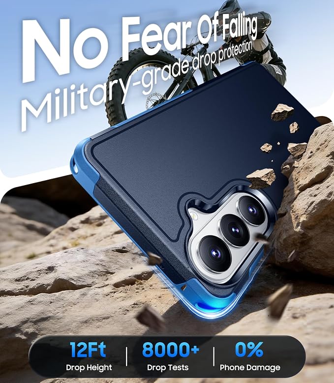 Red2Fire for Samsung Galaxy S26 Case 6.3 Inch, [Military Grade Drop Protection][2 Pack Screen Protectors] Heavy Duty Full Body Shockproof Non-Slip Phone Case,Dark Blue