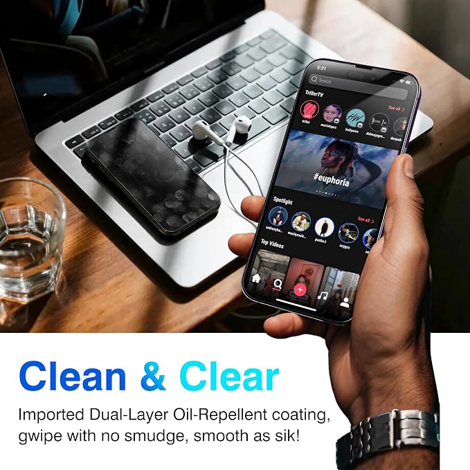 EZ-GLAZ- 4 Pack for iPhone 14 Pro Screen Protector[6.1"] With 2 Pack Camera Lens Protector, 9H+ Hardness 12FT Military Grade Shatterproof Scratch Resistant Durable Tempered Glass Film with Flawless Fit Kit, HD Clear