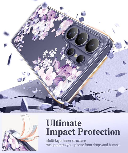 GVIEWIN for Samsung Galaxy S26 Ultra Case, Clear Floral Slim Shockproof Protective Women Phone Case, Non-Yellowing, with Screen Protector & Camera Lens Protector for S26 Ultra 6.9", Foliolosa
