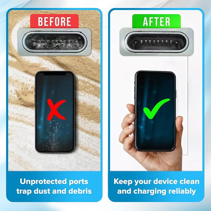 PortPlugs Aluminum Dust Plugs – Compatible with Lightning for iPhone 14, 13, 12, 11, XS, XR, X, 8, 7, Plus, Max, Pro & iPad – Port Covers with Holders & Cleaning Brush | Gun Metal (2-Pack)