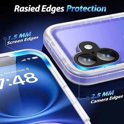SPORTLINK for iPhone 16 Waterproof Case - Shockproof Dustproof Case with Built-in Clear Screen Protector, Full Body Heavy Duty Sealed Protective Cover for i Phone 16 6.1" Frosted Clear