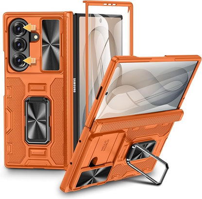 VEGO for Galaxy Z Fold 8 Ultra Case with Screen Protector & Stand, Orange | Built-in Slide Camera Cover[Hinge Protection]Protective Military Grade Shockproof Phone Case for Samsung Fold 8 Ultra 5G 2026