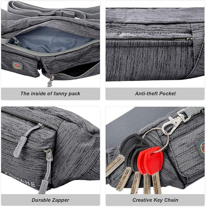 ZOMAKE Small Crossbody Fanny Pack for Women Men, Runner Belt Bag with Adjustable Strap, Water Resistant Waist Bag for Running
