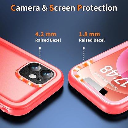 Cozycase Compatible with iPhone 12 Mini Waterproof Case - Full Body Rugged Dustproof Shockproof Case with Built-in Screen Protective Case for iPhone 12 Mini 5.4 inch (Pink)