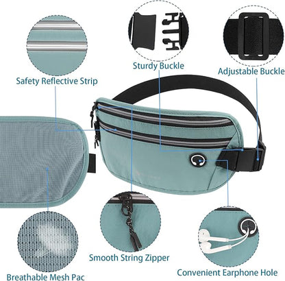 Slim Running Belt for Women Men Runners Fanny Packs With Phone Holder Hidden Pockets Exercise Waist Bag for Marathon Workout