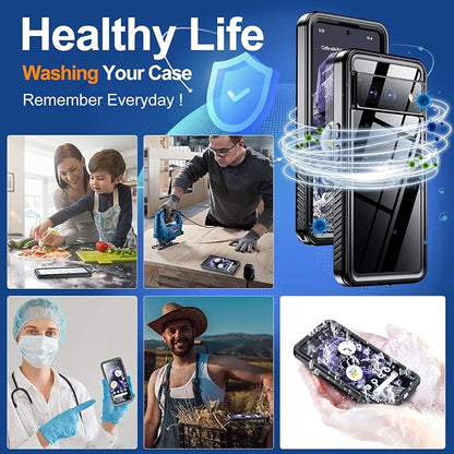 Hualele Pixel 8 Waterproof Case IP68 Underwater Case with Built-in Screen and Lens Protector, Rugged Full Body Sealed Heavy Duty Shockproof Case for Google Pixel 8 Black/Clear