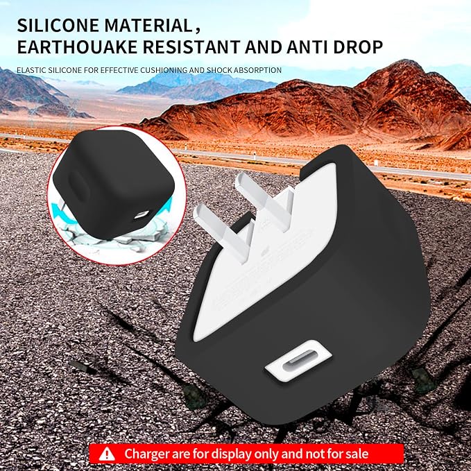 40W Soft Silicone Power Sleeve Case Compatible with Apple 40W Dynamic Power Adapter with 60W Max, Charger Accessories Silicone Case Cover, Scratch Proof Anti-Fall Shockproof Skin Sleeve, Black