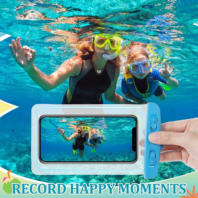 Abbylike 80 Pcs Universal Waterproof Phone Pouch Multicolor Waterproof Phone Case Dry Bag with Lanyard Glow in The Dark Outdoor Swimming Snorkeling Bag Beach Travel Must Haves for Smartphone up to 7''