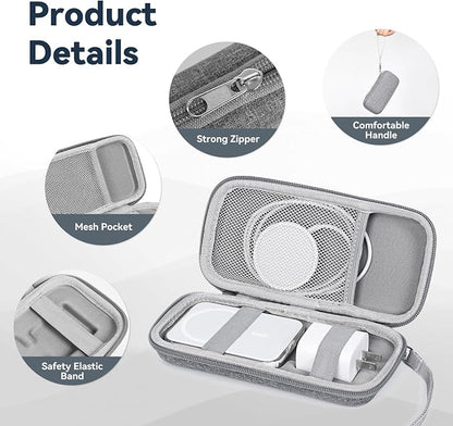 Case Compatible with Apple MagSafe Battery Pack, for MagSafe Magnetic Power Bank for iPhone 15/14/13, Extra Mesh Pocket Fits Power Adapter(Case Only,Gray)