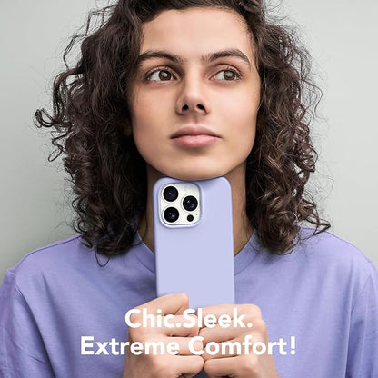 GONEZ for iPhone 15 Pro Max Case Silicone, Compatible with Magsafe, Camera Protector + Screen Protector, Soft Anti-Scratch Microfiber Lining, Liquid Silicone Shockproof Phone Cover, Lilac