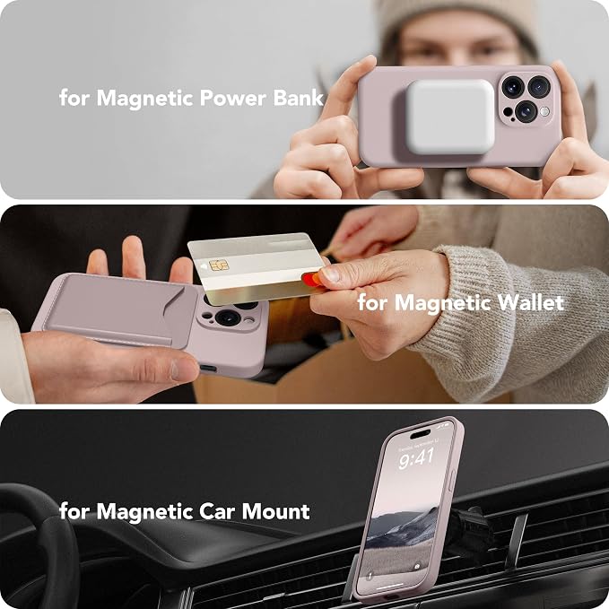 Magnetic for iPhone 13 Pro Max Case, Compatible with MagSafe, [Full Camera Protection][Screen Protector] Silicone Shockproof Protective Phone Case for iPhone 13 Pro Max 6.7", Hazel