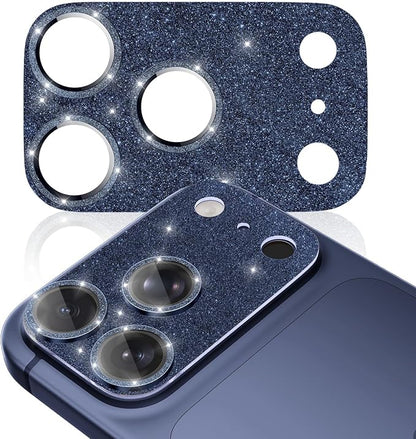 imluckies Compatible with iPhone 17 Pro Max Camera Lens Protector Bling, Ultra HD Tempered Glass Shiny Diamond Camera Plate Sparkle Screen Protection, 9H Anti-Scratch & Easy Install, Glitter Blue