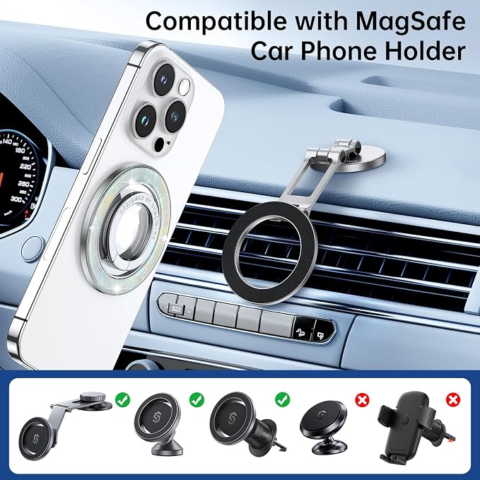 Syncwire Magnetic Phone Grip for MagSafe, Sparkle Ring Holder, Rotatable Kickstand Bling Ring Stand Removable MagSafe Accessories for iPhone 17 Pro Max 16 15 14 13, Android, Samsung etc.