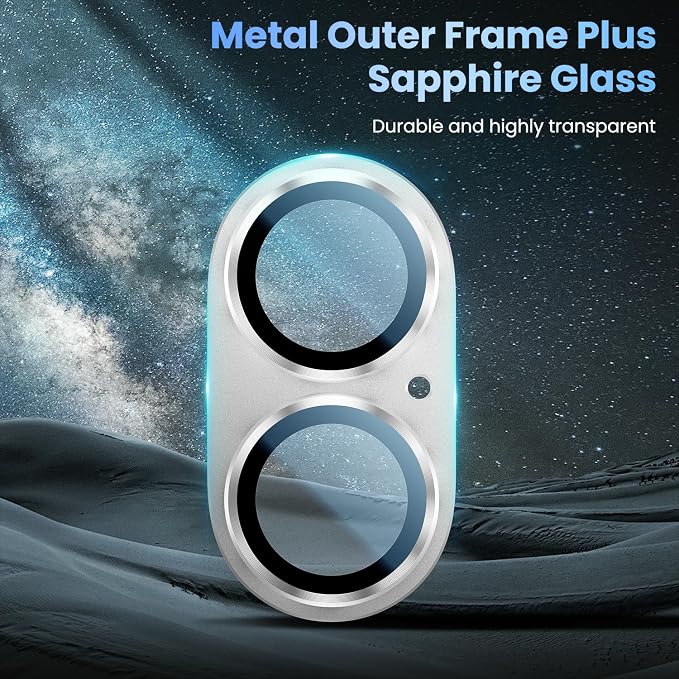 Uyiton Compatible with iPhone 17 Camera Lens Protector - [Not Easy to Break][Strong Adsorption][Case-Friendly] Metal Tempered Glass Rear Camera Screen Cover - White