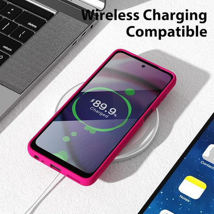 oakxco for Motorola Moto G Power 5G 2023 Phone Case Liquid Silicone, Neon Bright Solid Color, Thin Slim Soft Rubber Gel Matte TPU Plain Simple Cover for Women, Hot Pink Fuchsia
