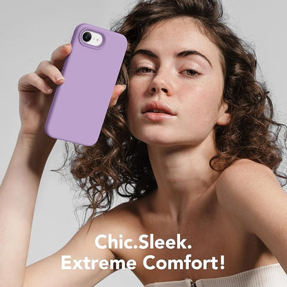 Magnetic for iPhone 17e/iPhone 16e Case, Compatible with MagSafe, [Soft Anti-Scratch Microfiber Lining] Slim Silicone Shockproof Protective Phone Case for iPhone 17e/16e 6.1", Light Purple