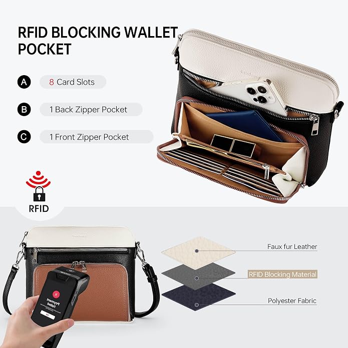 Crossbody Purses for Women Small Crossbody Bags for Women with Built in RFID Wallet