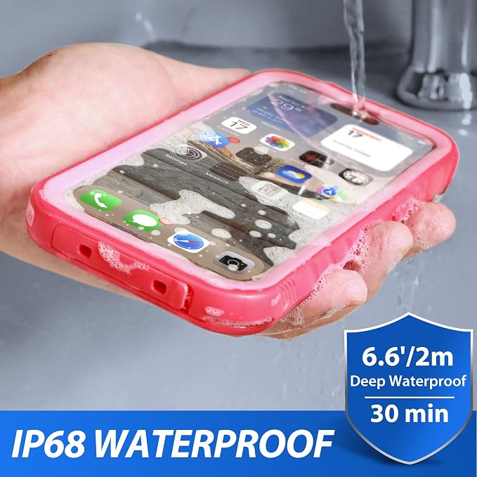 SPORTLINK Design for iPhone 14 Pro Max Waterproof Case - Shockproof Dustproof Phone Case with Screen Protector for iPhone 14 Pro Max, Full Body Protective Case 6.7'' Pink