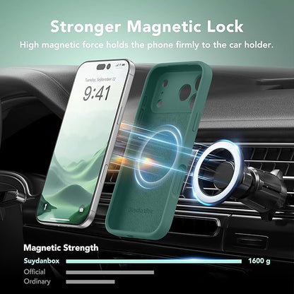 Magnetic for iPhone 17 Pro Max Case, Compatible with MagSafe, [Full Camera Protection][Screen Protector] Silicone Shockproof Protective Phone Case for iPhone 17 Pro Max 6.9", Midnight Green