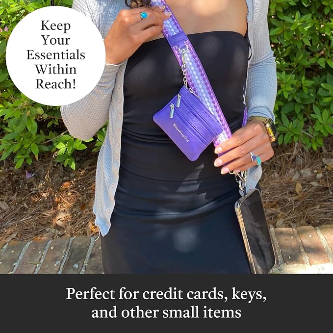 Save the Girls Original Clip and Go Phone Strap Pattern - Crossbody Phone Strap Chain with Zipper Wallet Pouch