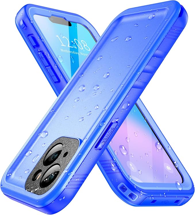 SPORTLINK Compatible with iPhone 13 MINI Waterproof Case - Built in Screen Protector Full Body Shockproof Dustproof IP68 Waterproof Case for iPhone 13 MINI 5.4 Inch Blue