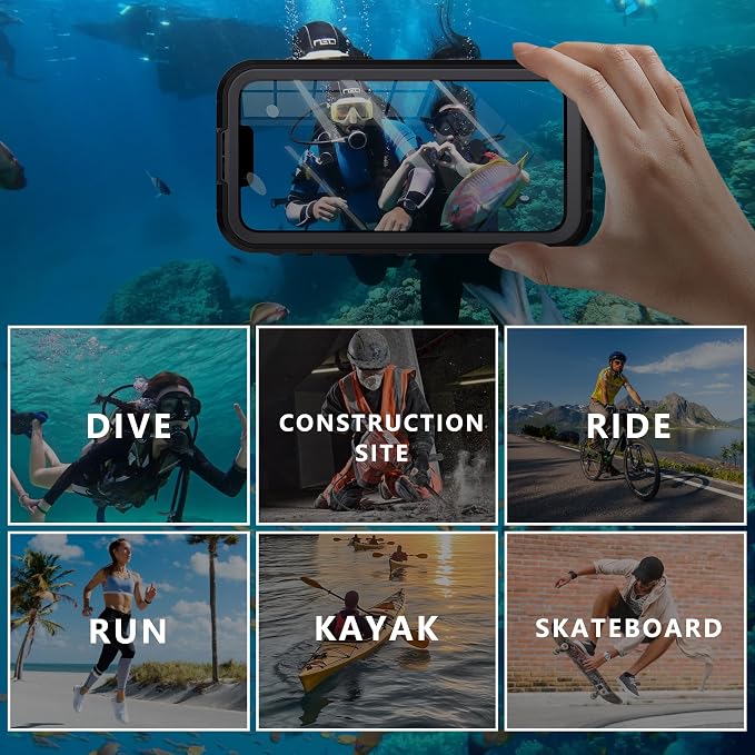 GOLDJU for iPhone 16e Case Waterproof, with IP68 Underwater & Magnetic, Built-in Screen Protector, Full-Body Protective Phone Case for iPhone 16e 2025, Black/Clear