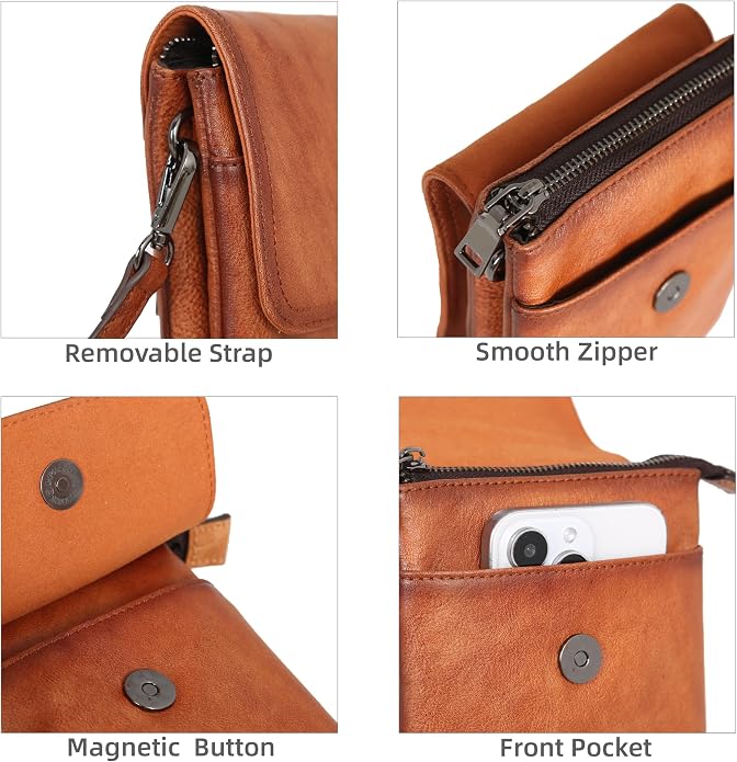 Iswee Leather Crossbody Bags for Women RFID Blocking Cell Phone Purse Small Anti-Theft Zippered with Card slots
