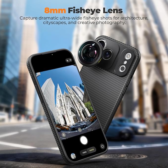 Freewell 8mm Fisheye Lens for iPhone & Samsung – 220° Ultra-Wide Angle, 0.5m Focus Distance – Perfect for Creative Shots