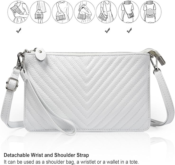 befen Genuine Leather Wristlet Clutch Wallet Purses Small Crossbody Bags for Women with RFID Blocking Card Slots