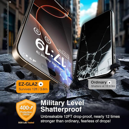 EZ-GLAZ- 4 Pack for iPhone 16 Pro Max Screen Protector[6.9"] With 2 Pack Camera Lens Protector, 9H+ Hardness 12FT Military Grade Shatterproof Scratch Resistant Durable Tempered Glass Film with Flawless Fit Kit, HD Clear